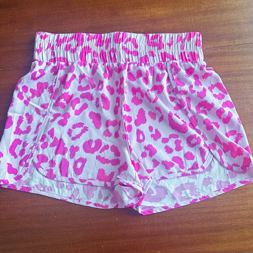 Pink Leopard Print Athletic Shorts- NWOT